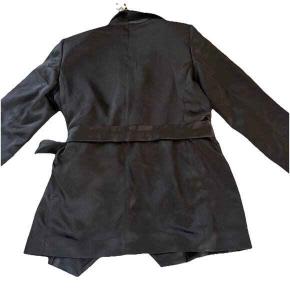 NWT Express Black Satin Tie Front Blazer Size Medium Holiday Dressy Classy - Picture 8 of 11